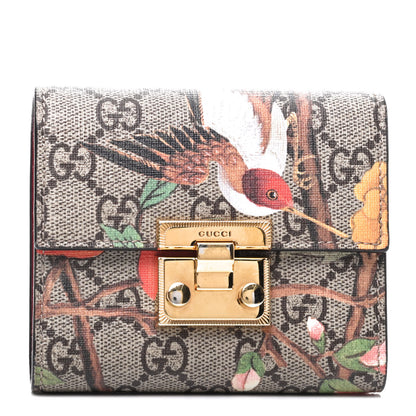 Gucci GG Supreme Monogram Tian Padlock Wallet Beige Multicolor Red 1 of 8