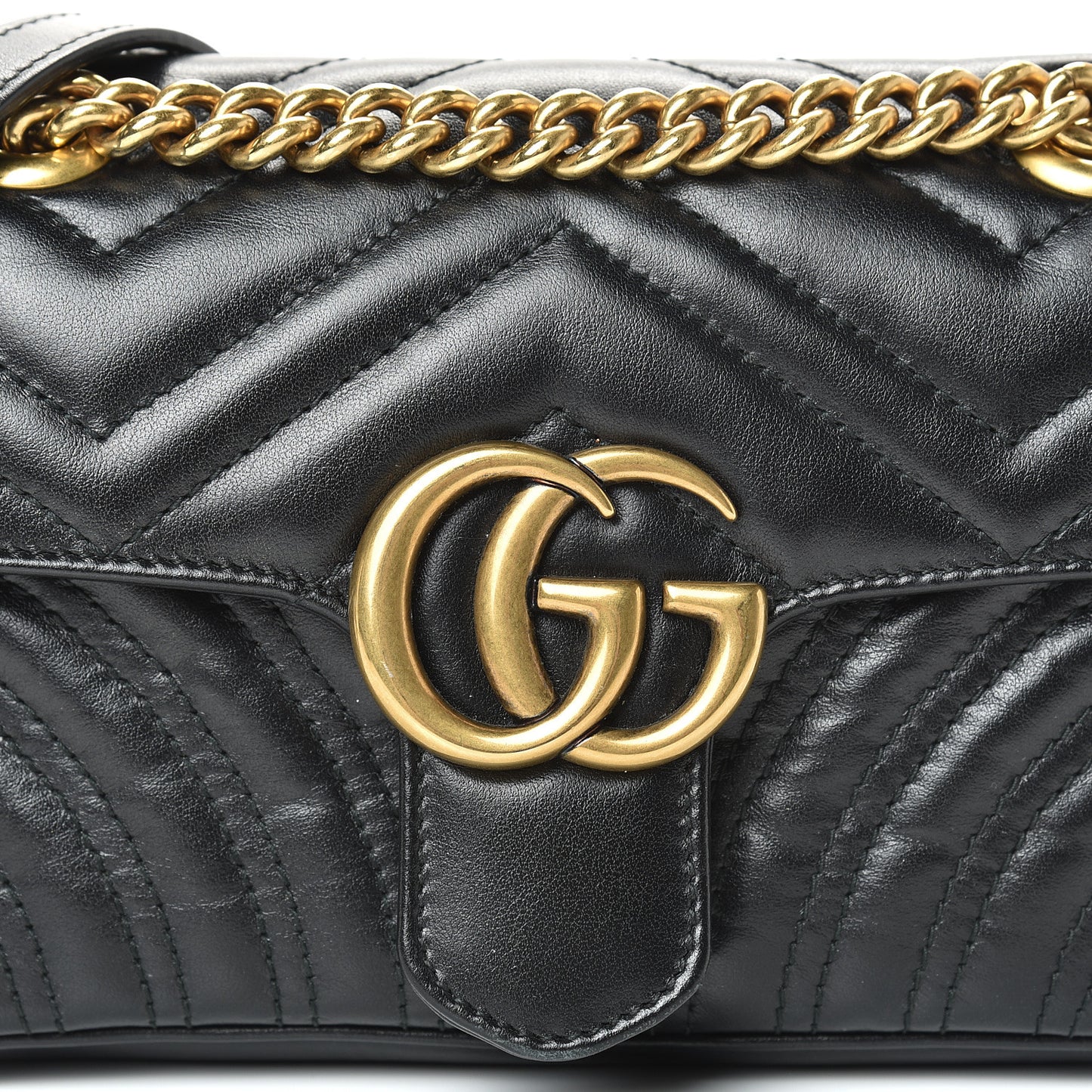 Calfskin Matelasse Mini GG Marmont Shoulder Bag Black