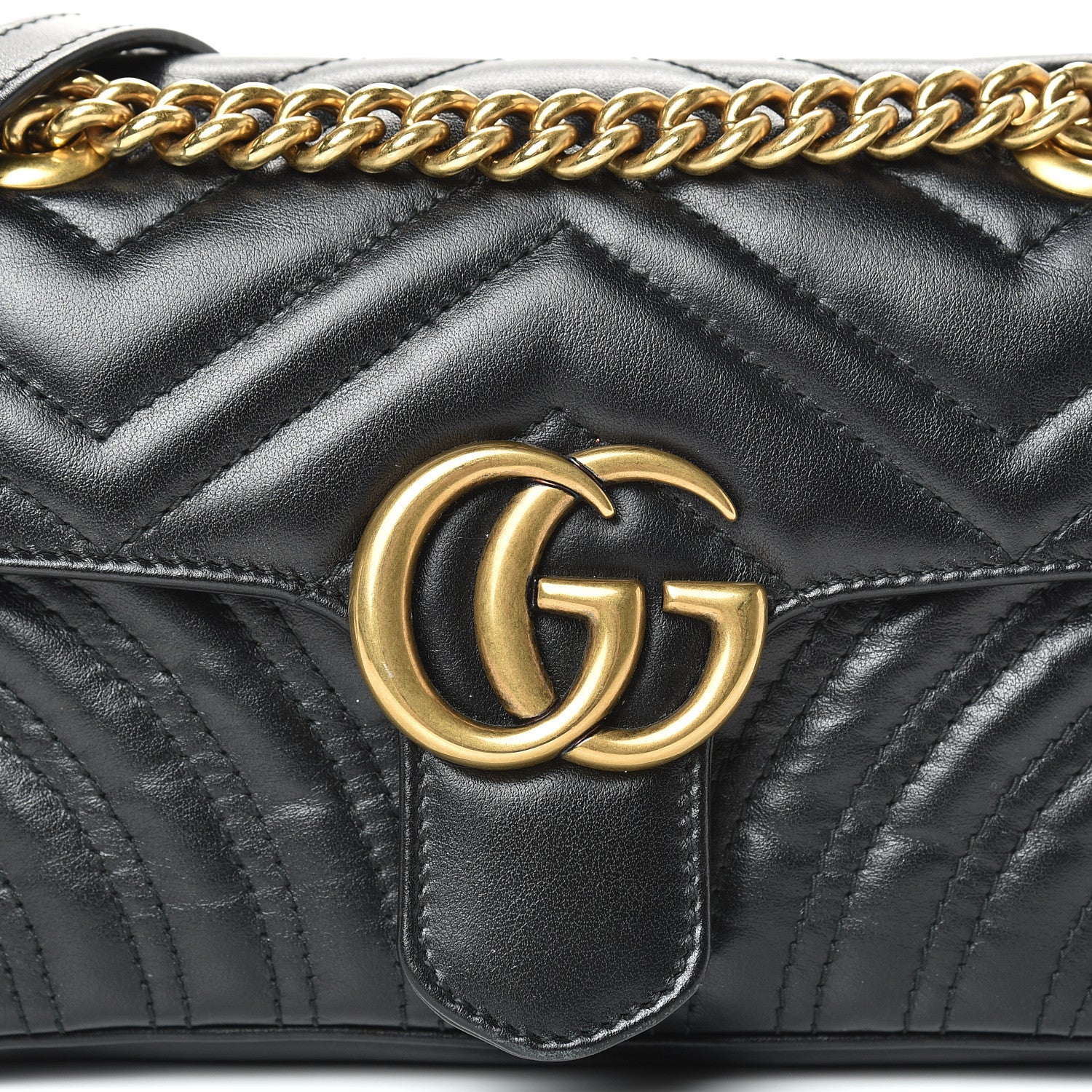 Gucci Calfskin Matelasse Mini GG Marmont Shoulder Bag Black 7 of 14