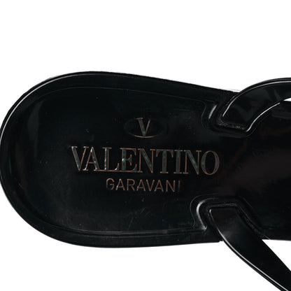 Valentino Garavani PVC Jelly Rockstud Bow Thong Sandals 41 Black 7 of 8