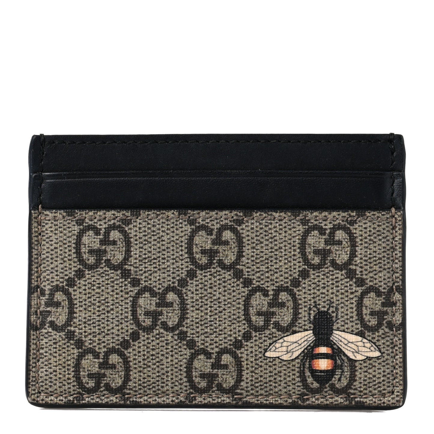 GG Supreme Monogram Bee Print Card Holder Black