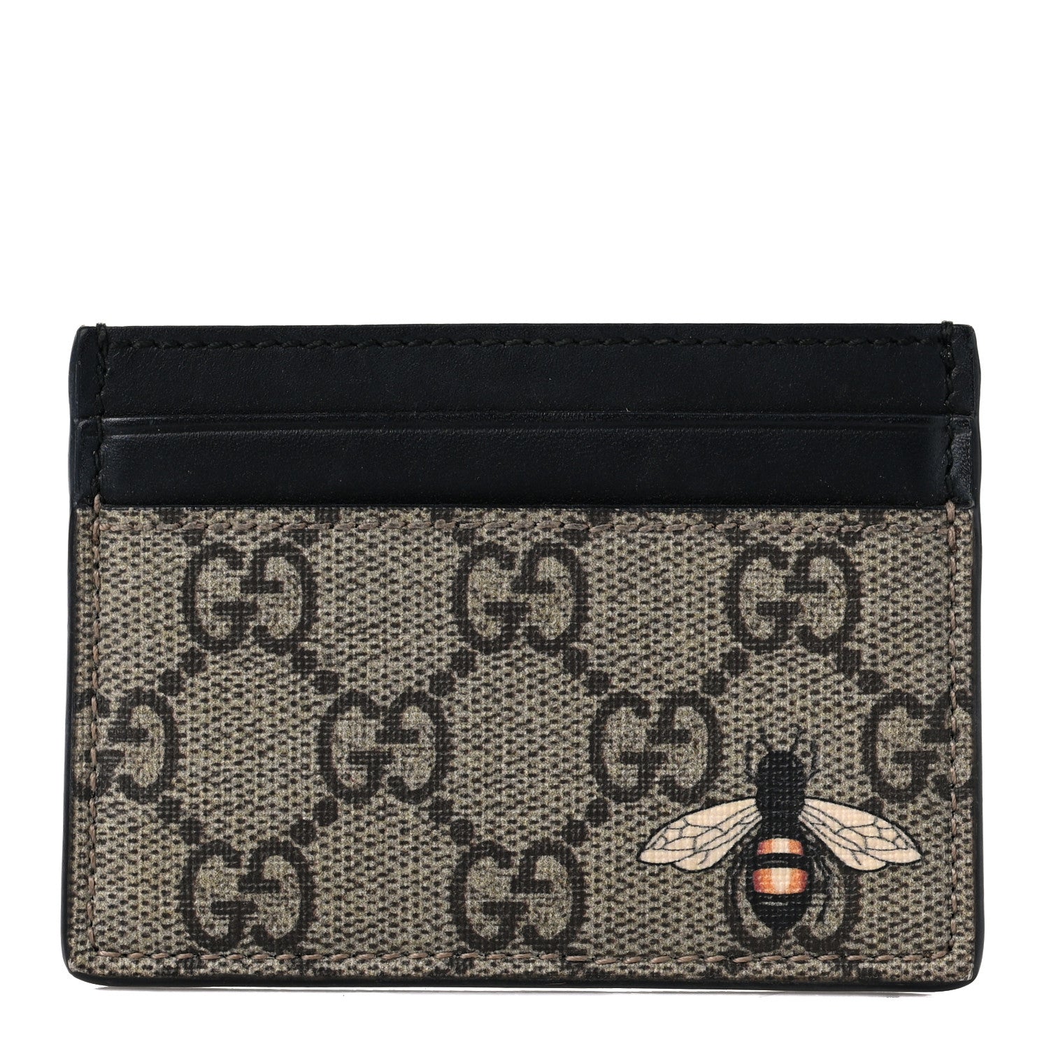 Gucci GG Supreme Monogram Bee Print Card Holder Black 1 of 6