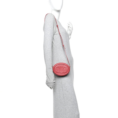 Celine Smooth Calfskin Small Triomphe Oval Crossbody Purse Lipstick 2 of 10