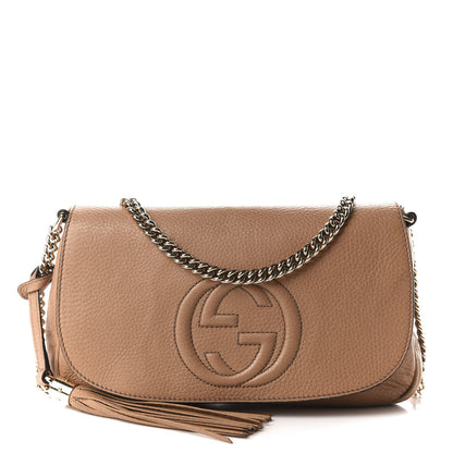 Gucci Pebbled Calfskin Medium Soho Flap Crossbody Camelia 1 of 12