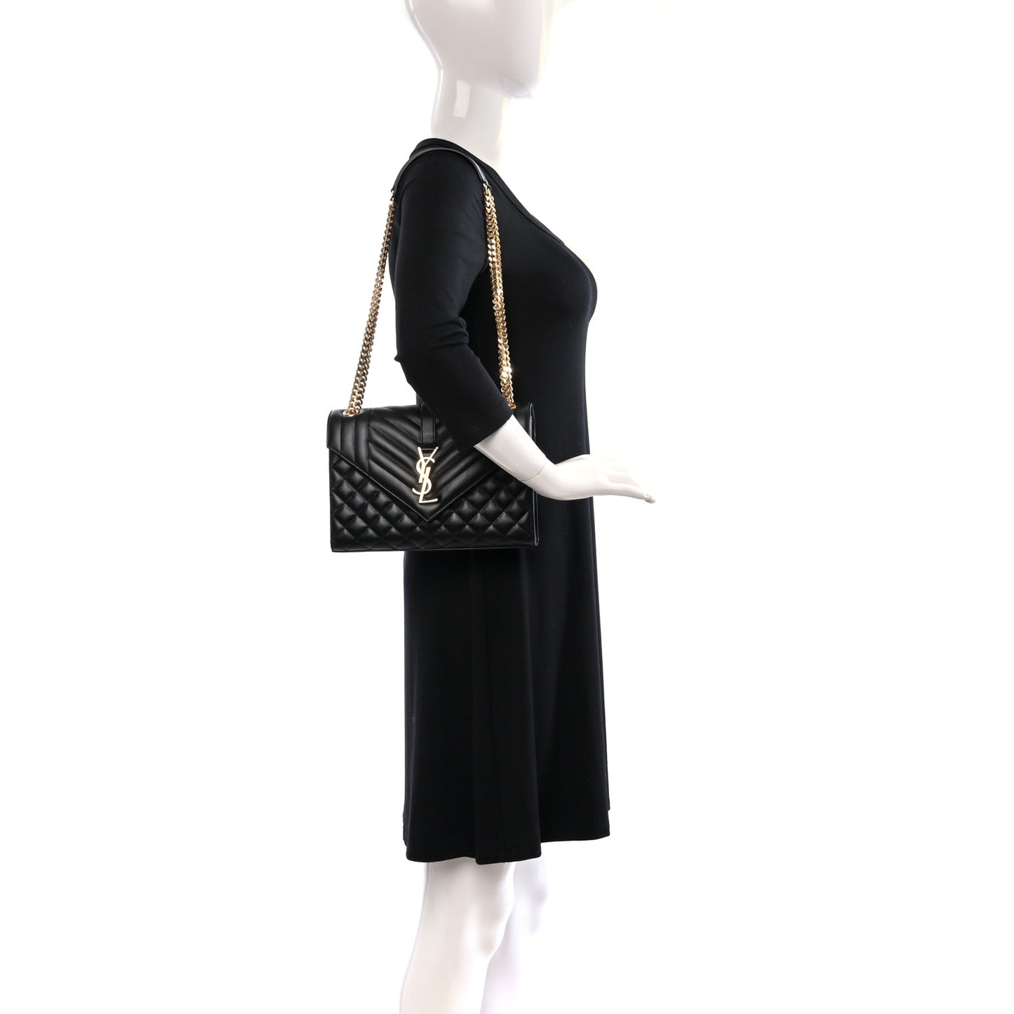 Grain De Poudre Textured Mixed Matelasse Triquilt Medium Monogram Satchel Black