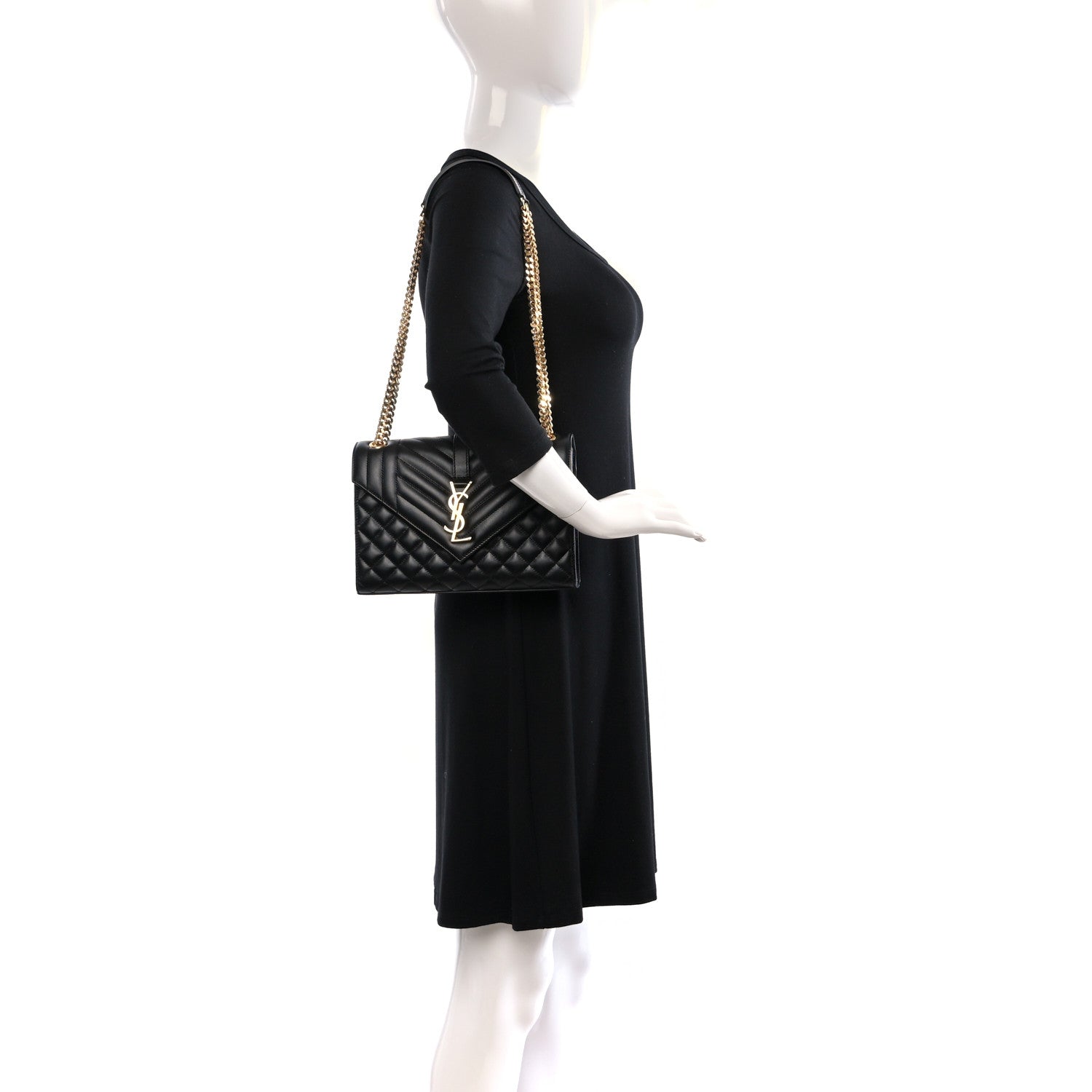 Saint Laurent Grain De Poudre Textured Mixed Matelasse Triquilt Medium Monogram Satchel Black 2 of 11
