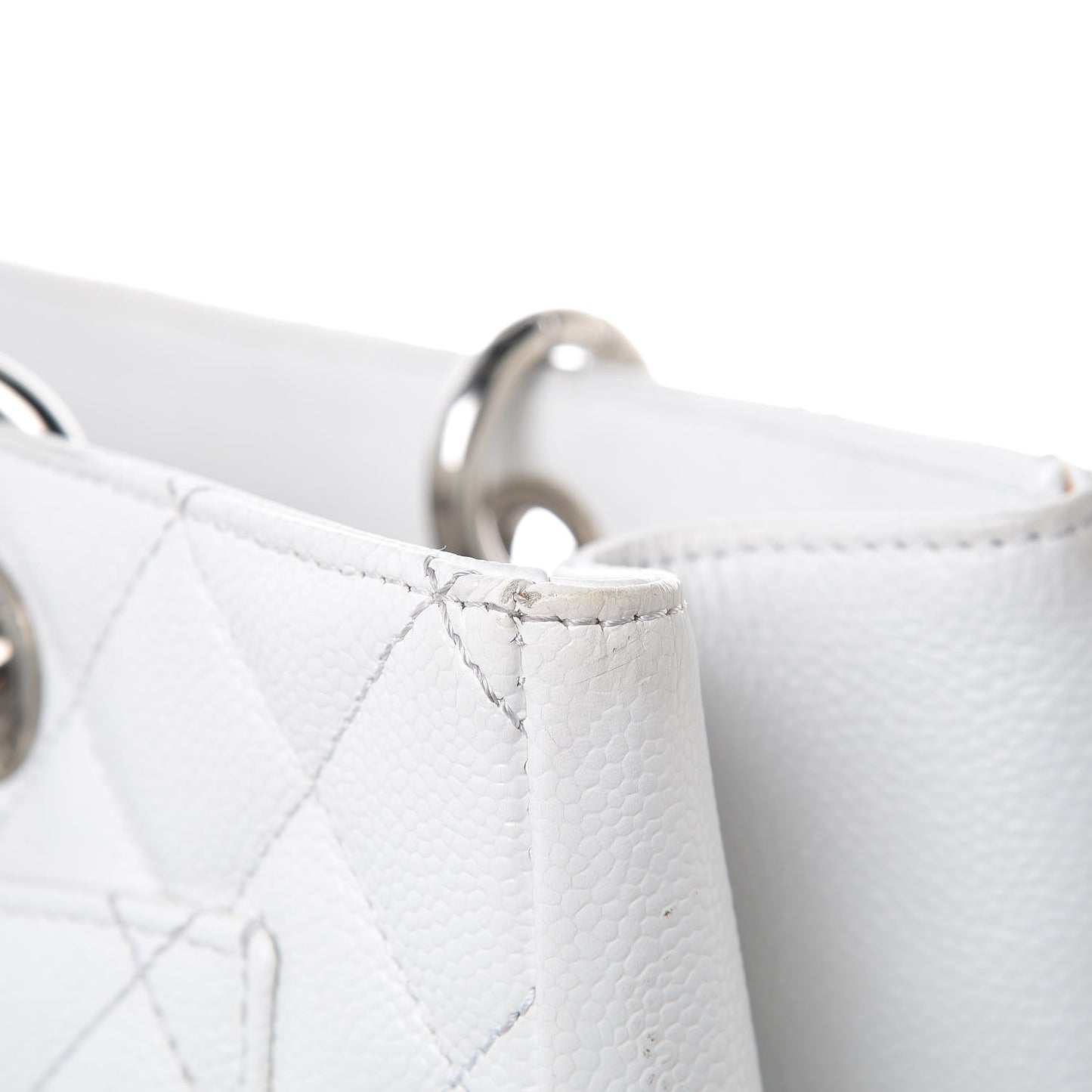 Caviar Quilted Grand Shopping Tote GST White