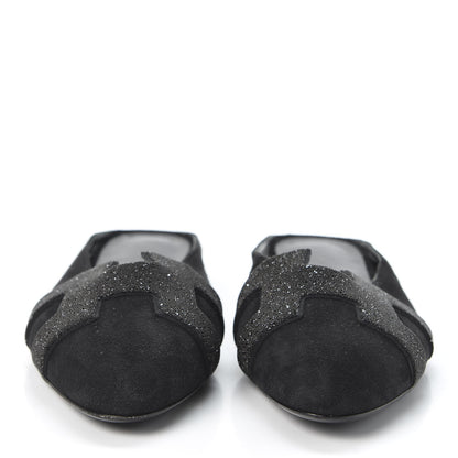 Hermes Suede Goatskin Crystal Roxane Mules 37.5 Black 3 of 9