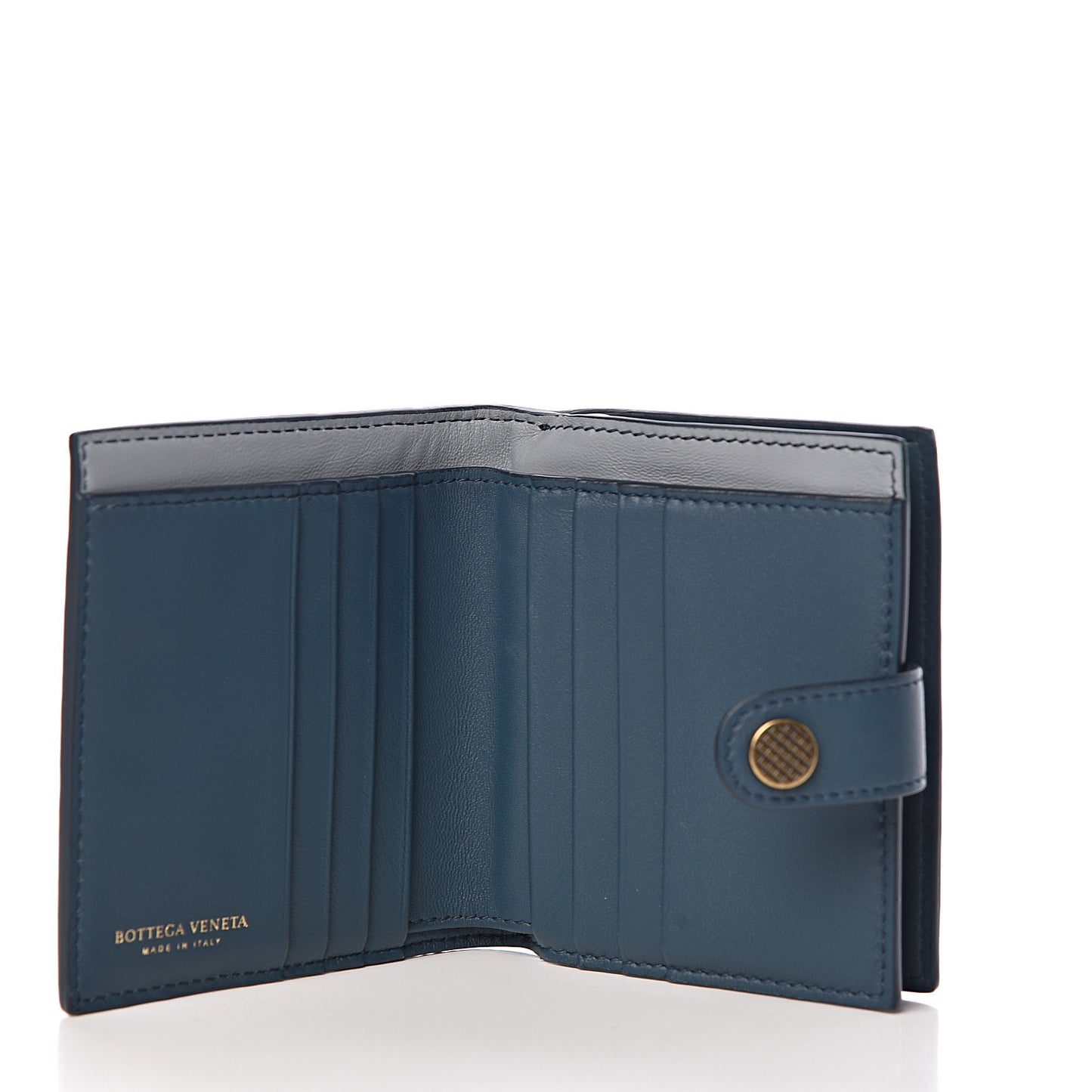 BOTTEGA VENETA Nappa Intrecciato French Wallet Petrol Bleu