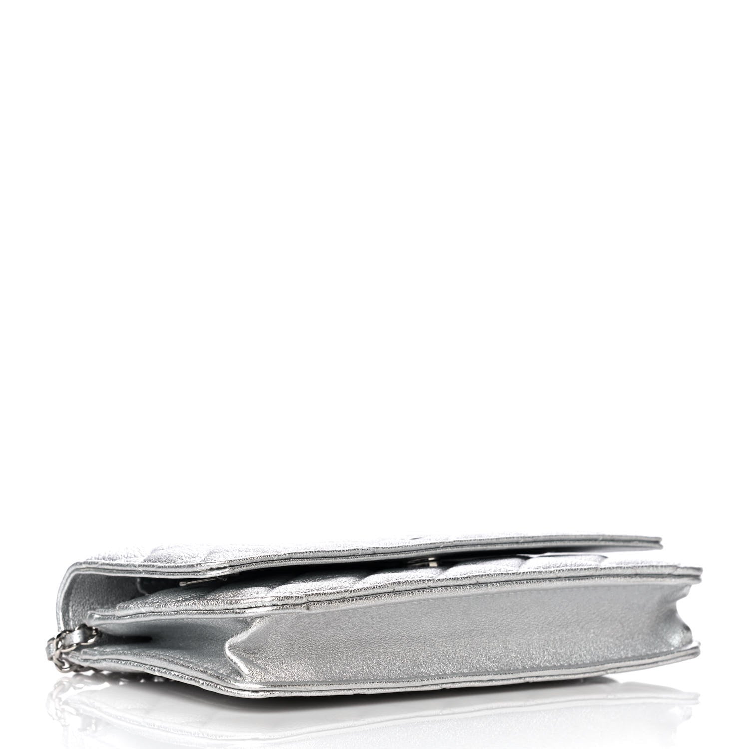 Chanel Metallic Lambskin Quilted Wallet On Chain WOC Silver 3 of 12