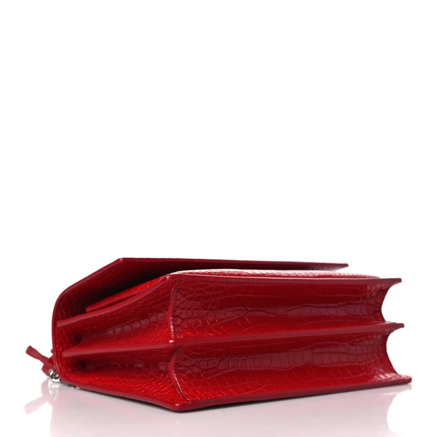 Calfskin Crocodile Embossed Medium Monogram Sunset Rouge Eros