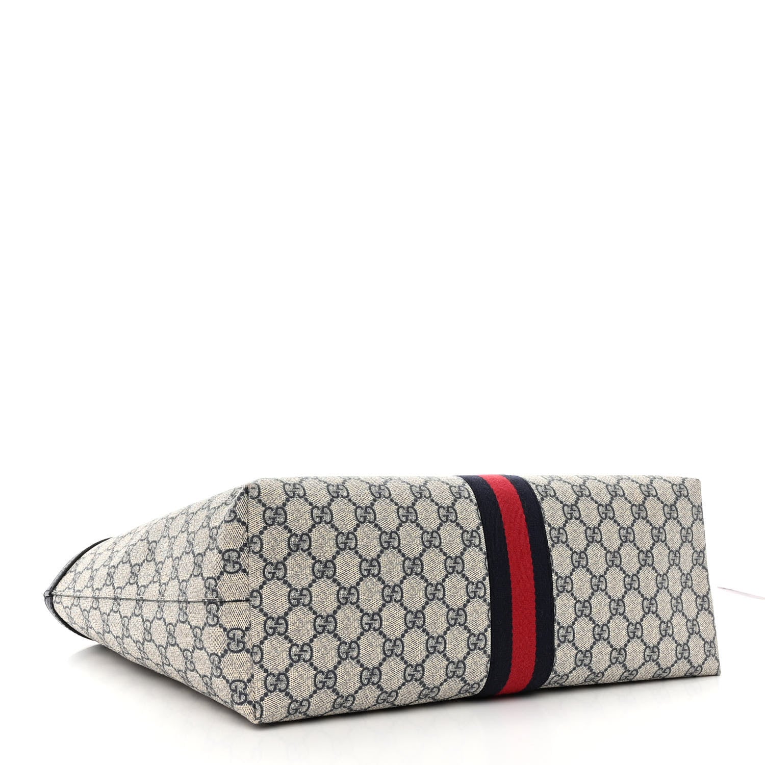 Gucci GG Supreme Monogram Textured Calfskin Web Medium Ophidia Shopping Tote Beige Blue 4 of 10