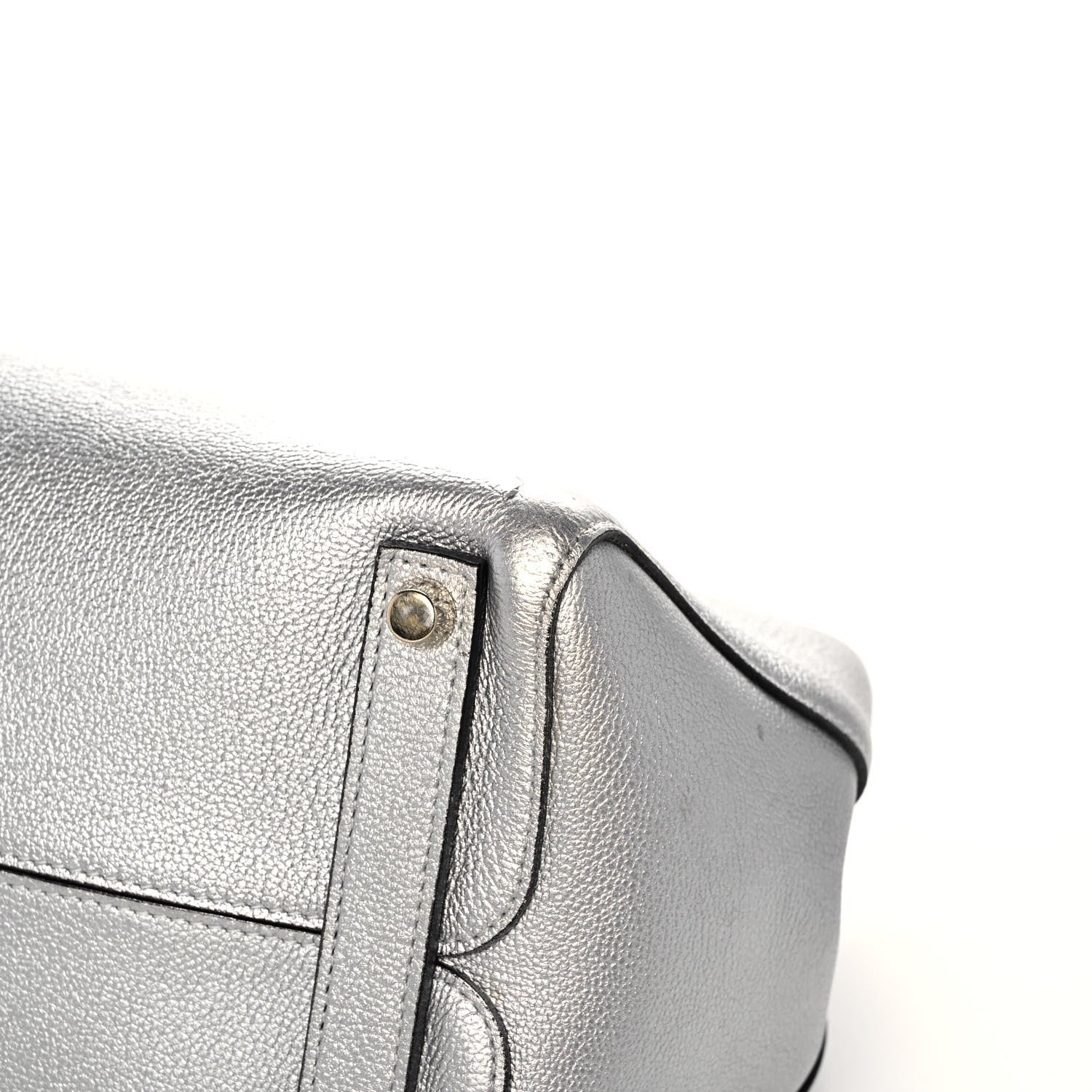 Christian Dior Metallic Supple Grained Calfskin Medium Open Bar Tote Silver 9 of 14