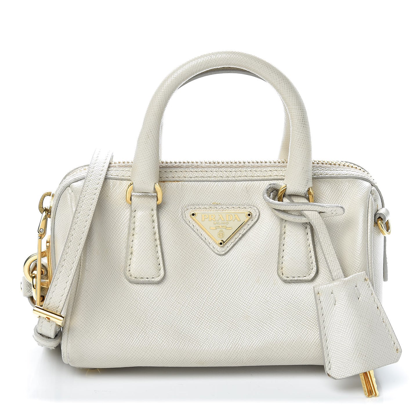 Saffiano Lux Mini Top Handle Crossbody Talco