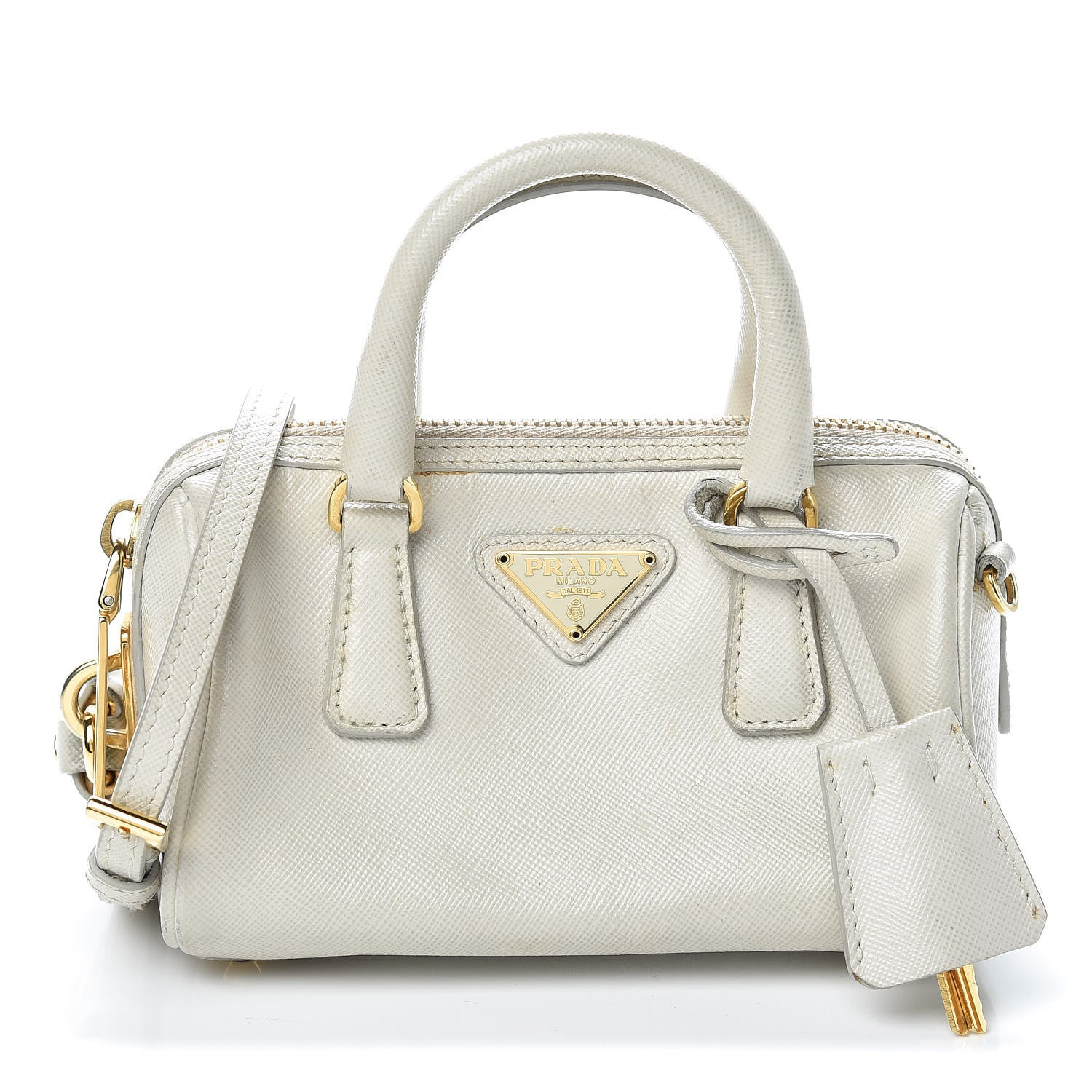 Prada Saffiano Lux Mini Top Handle Crossbody Talco 1 of 18
