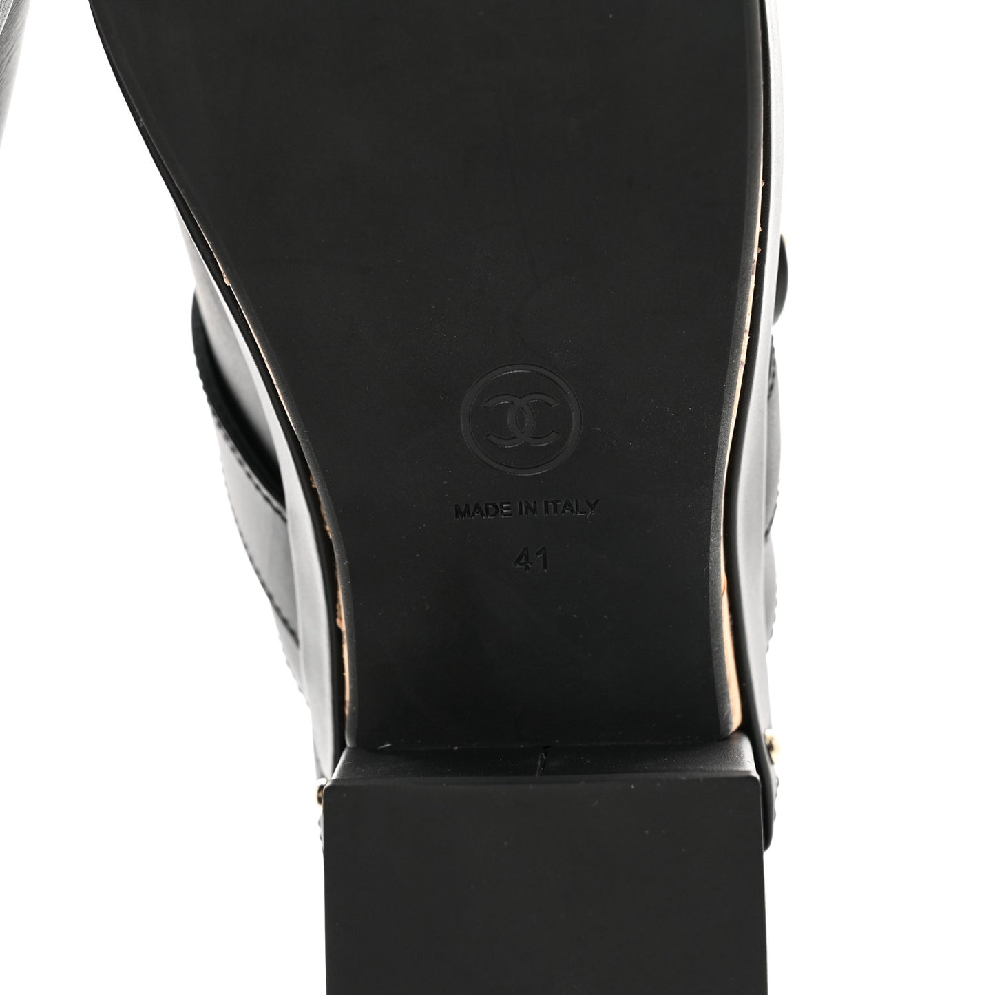 Calfskin CC Turn Lock Clogs 41 Black