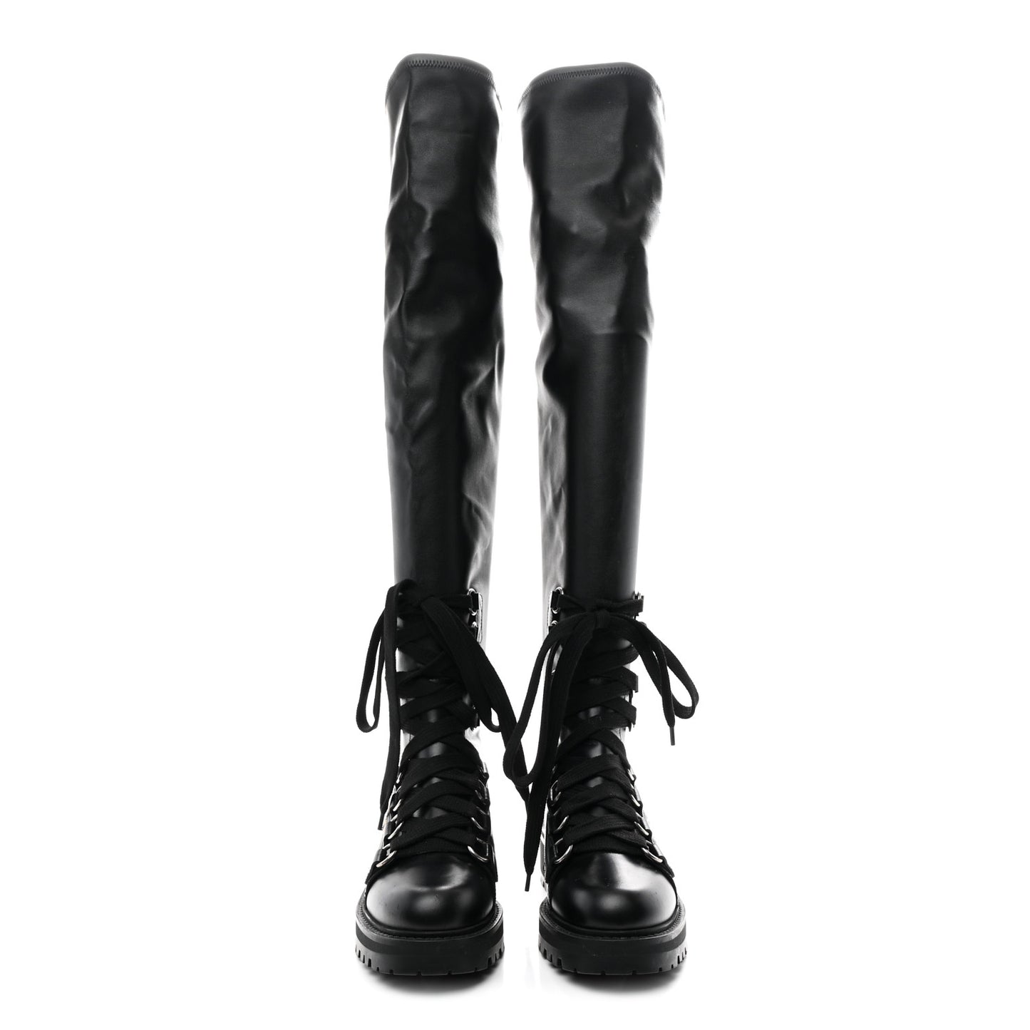 Lambskin Stretch D-Fight Knee Boots 38.5 Black
