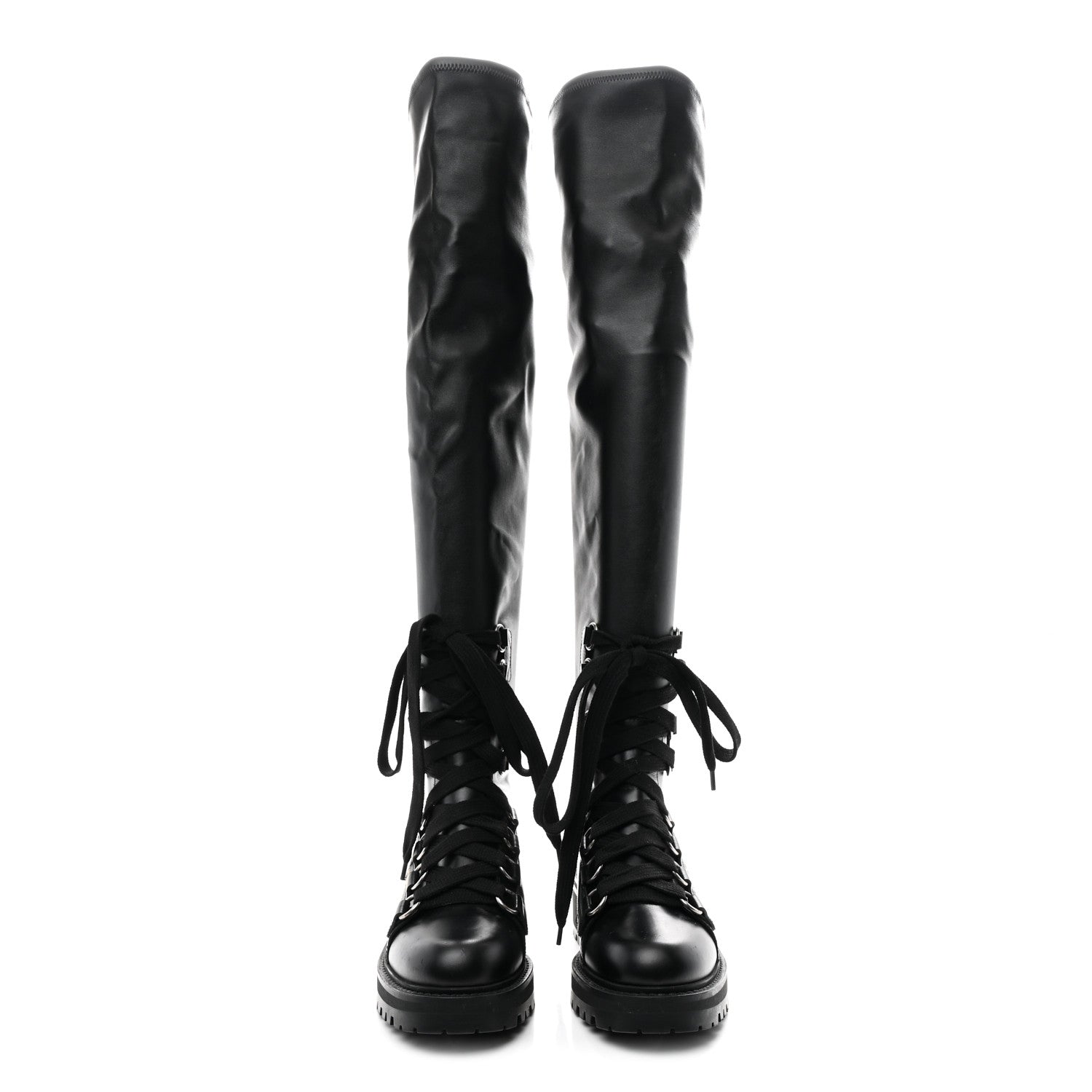 Christian Dior Lambskin Stretch D-Fight Knee Boots 38.5 Black 2 of 9