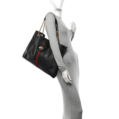 Gucci Calfskin Maxi Rajah Chain Tote Black 2 of 12