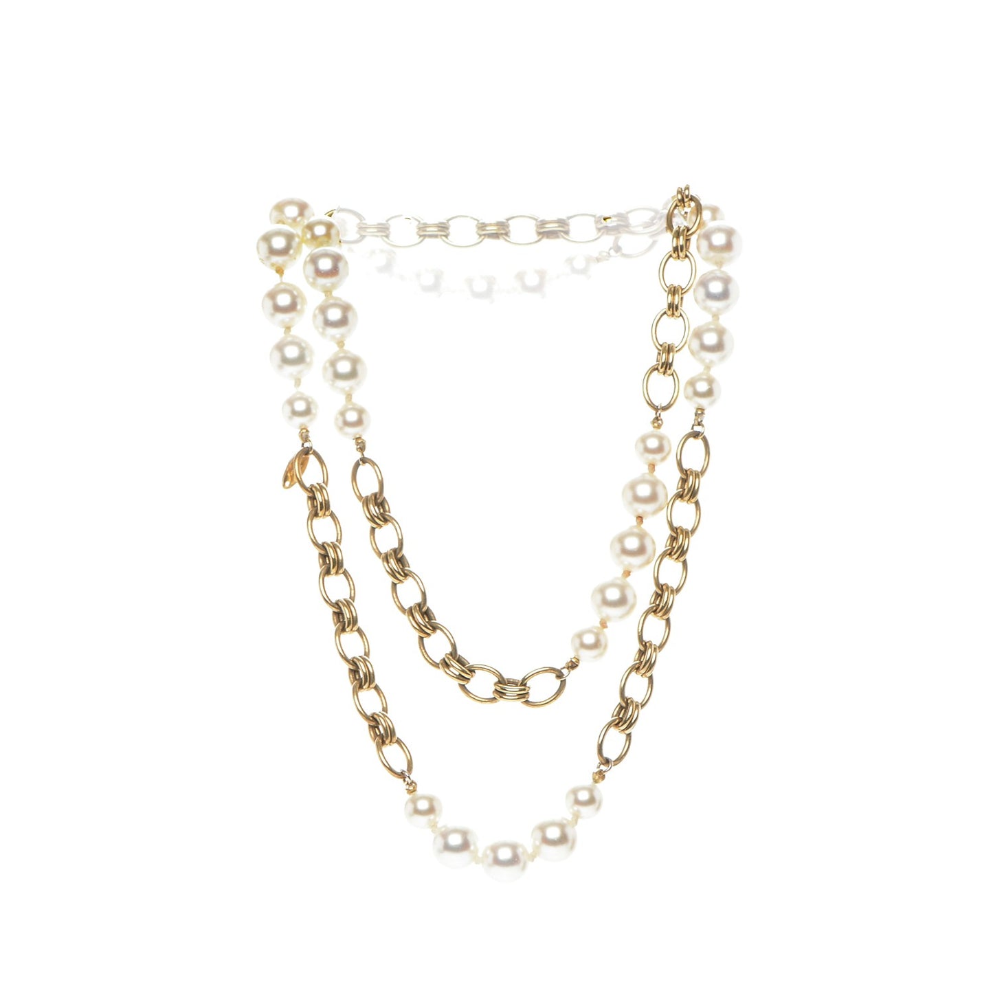Pearl Chain Necklace Gold