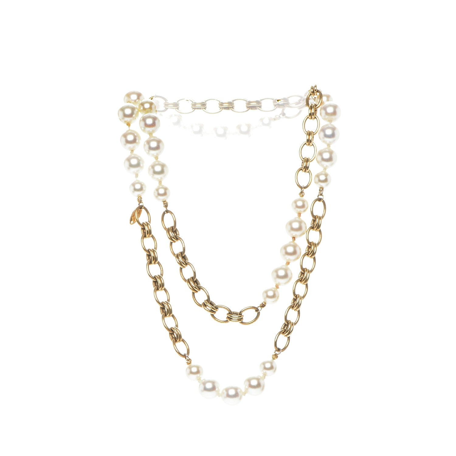 Chanel Pearl Chain Necklace Gold 4 of 4
