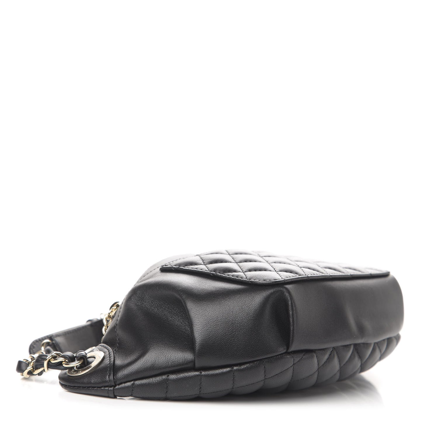 Lambskin Quilted Waist Bag Fanny Pack Black