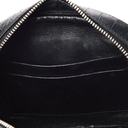 Saint Laurent Calfskin Crocodile Embossed Monogram Blogger Bag Black 10 of 11