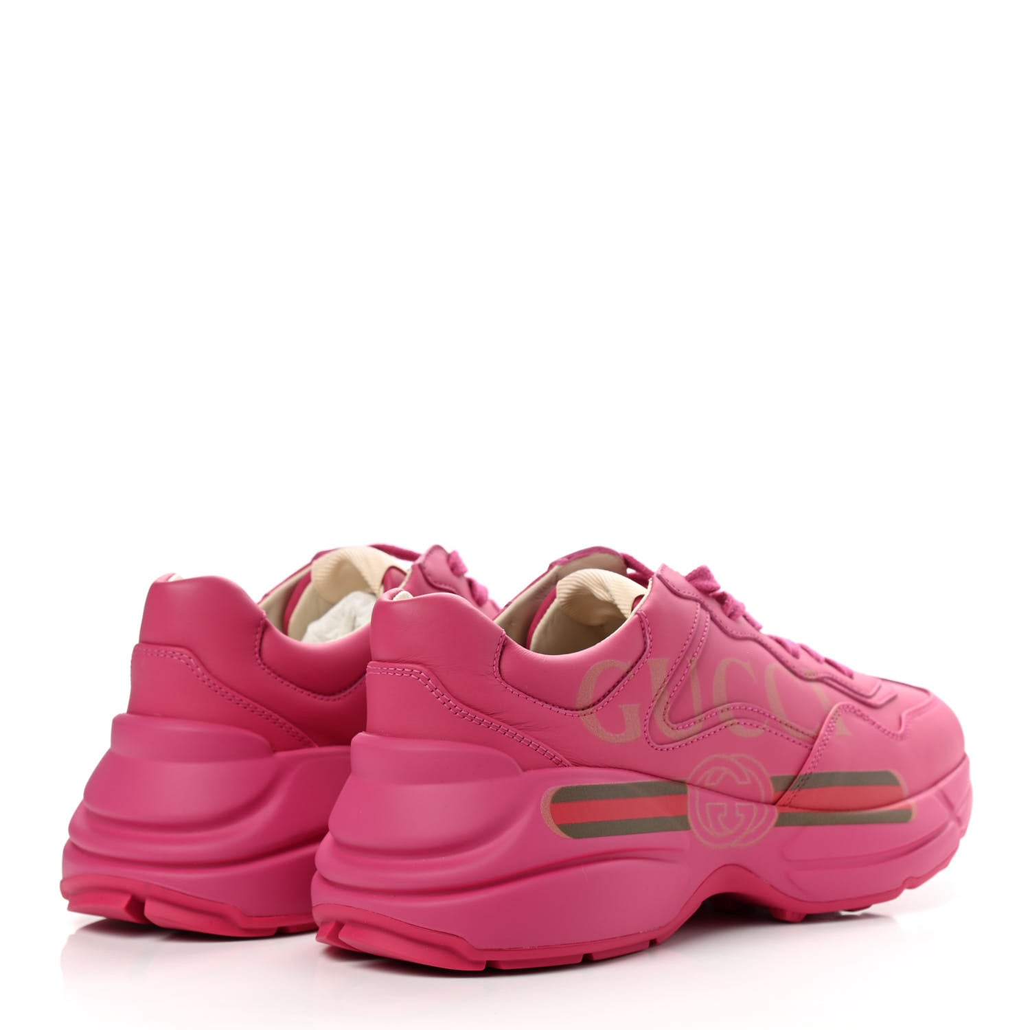 Gucci Calfskin Logo Womens Rhyton Sneakers 37.5 Box Pink 4 of 9