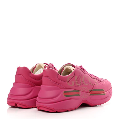 Gucci Calfskin Logo Womens Rhyton Sneakers 37.5 Box Pink 4 of 9