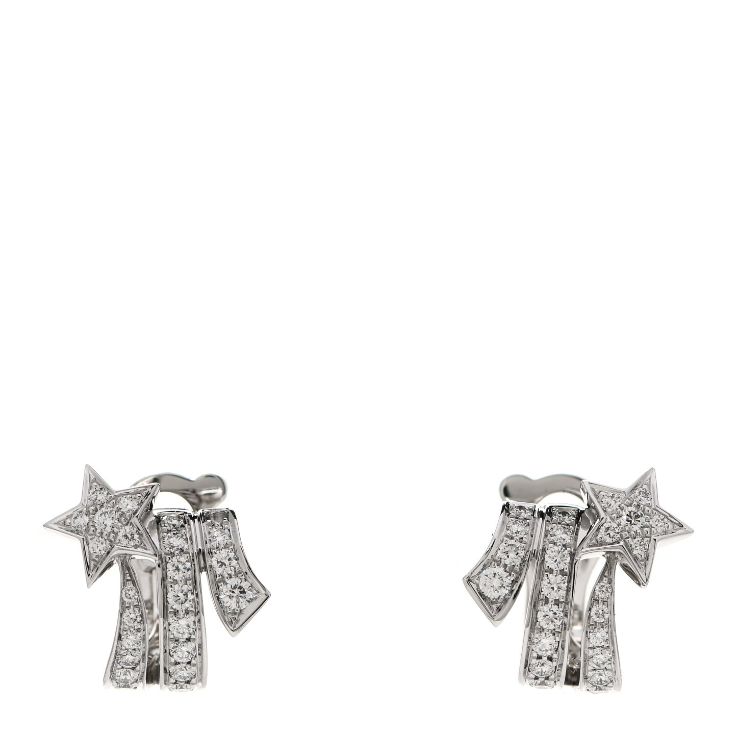 18K White Gold Diamond Etoile Filante Earrings