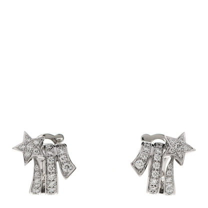 Chanel 18K White Gold Diamond Etoile Filante Earrings 1 of 5