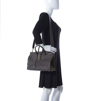 Saint Laurent Calfskin Suede Small Monogram Downtown Cabas Earth 2 of 12