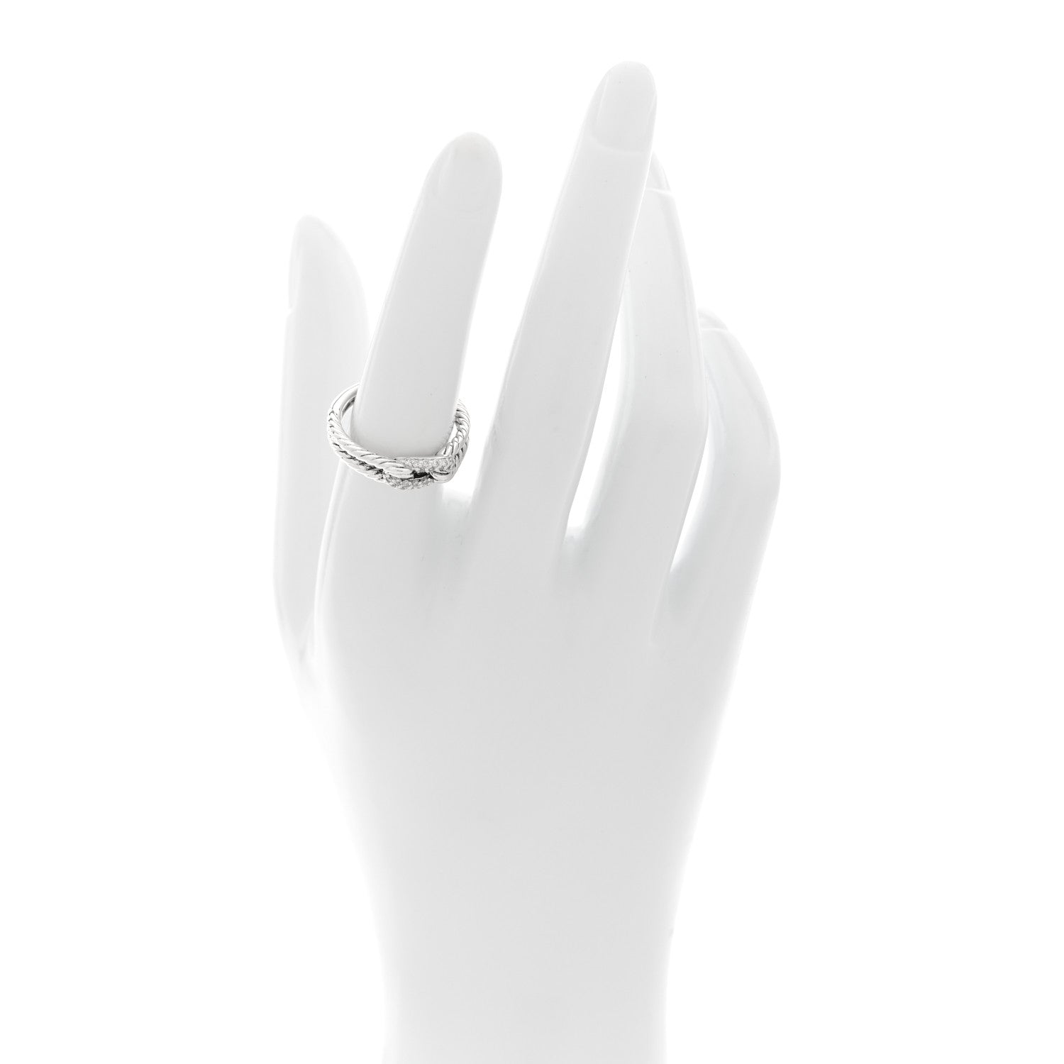 David Yurman Sterling Silver Diamond Pave Petite Single Loop Labyrinth Ring 54 6.75 2 of 4