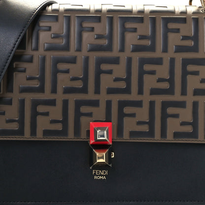 Fendi Vitello Liberty Bi-Color FF 1974 Embossed Kan I Shoulder Bag Black Maya 12 of 15