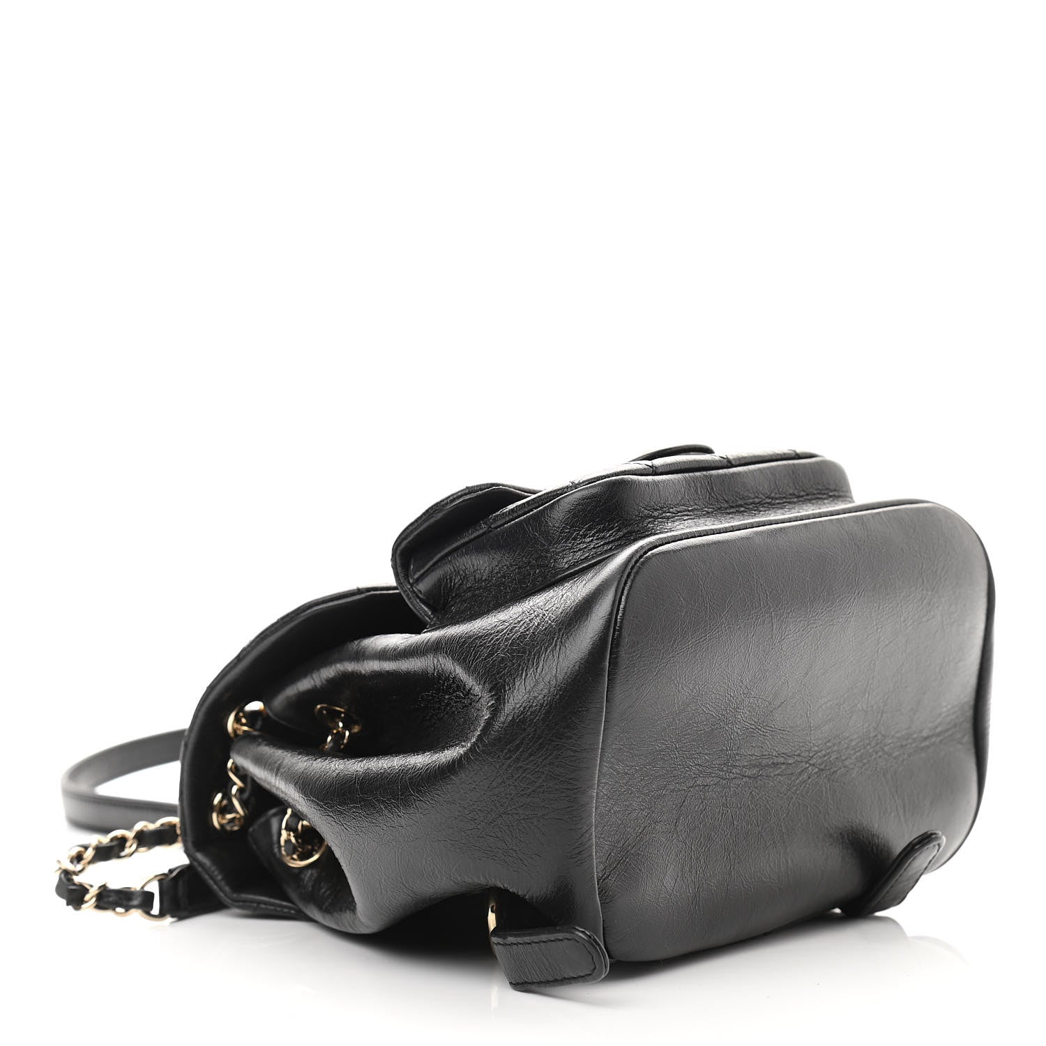 Chanel Glazed Aged Calfskin Quilted Small Duma Drawstring Backpack Black 4 of 10