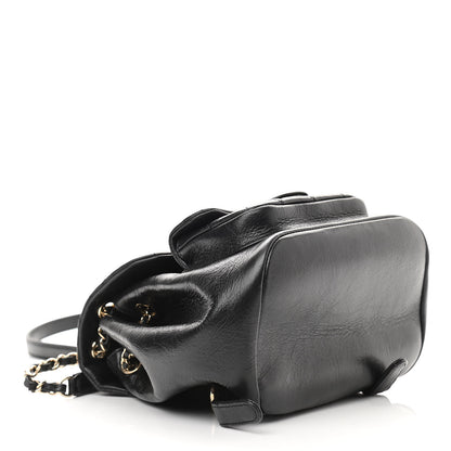 Chanel Glazed Aged Calfskin Quilted Small Duma Drawstring Backpack Black 4 of 10