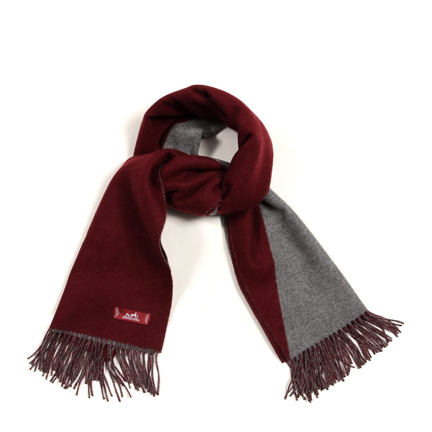 Cashmere Fringe Double Face Stole Rogue H Gris Moyen