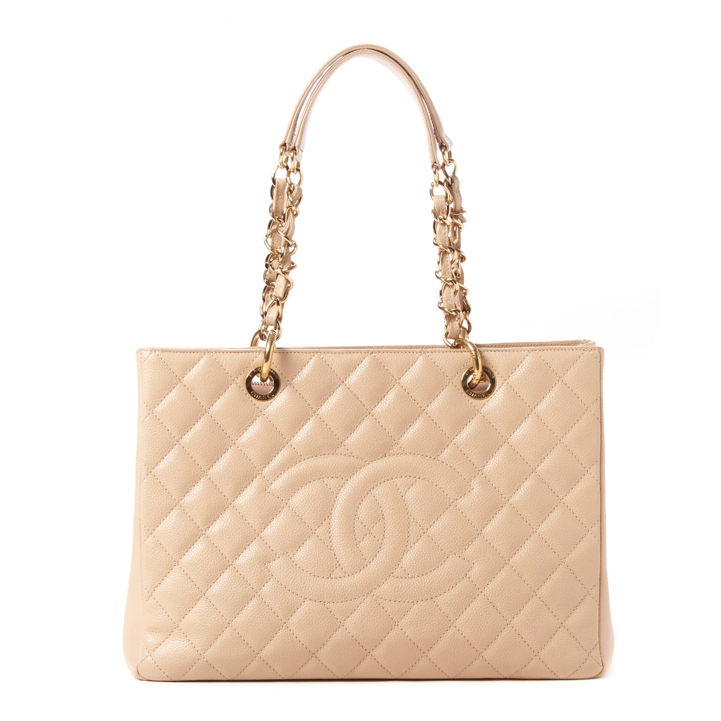 Caviar Quilted Grand Shopping Tote GST Beige Clair