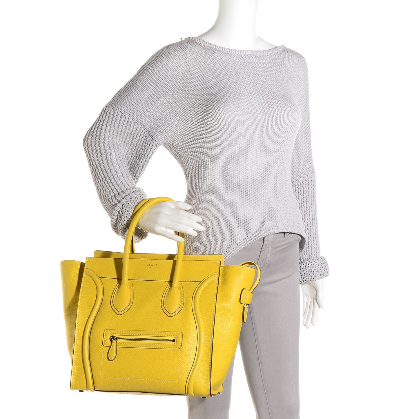 Drummed Calfskin Mini Luggage Citron