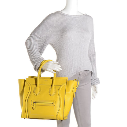 Celine Drummed Calfskin Mini Luggage Citron 2 of 9