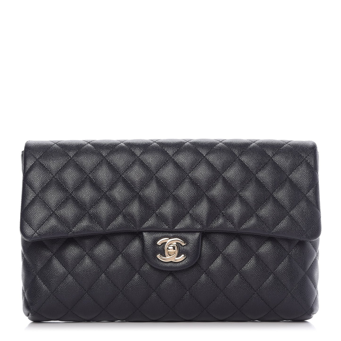 Caviar Quilted Flap Clutch Navy Blue