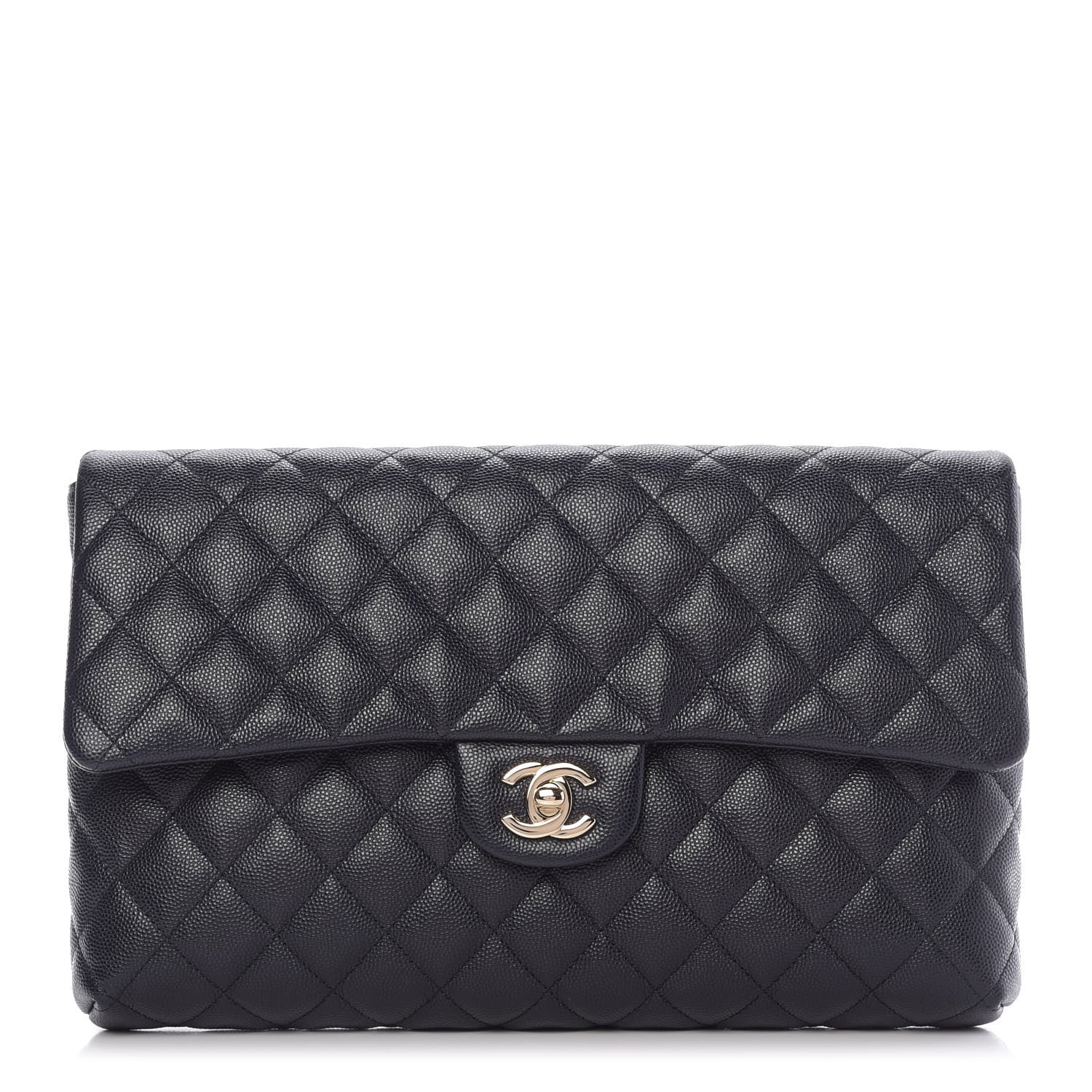 Chanel Caviar Quilted Flap Clutch Navy Blue 1 of 10
