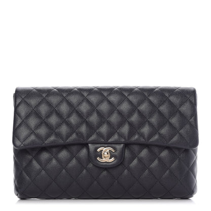 Chanel Caviar Quilted Flap Clutch Navy Blue 1 of 10