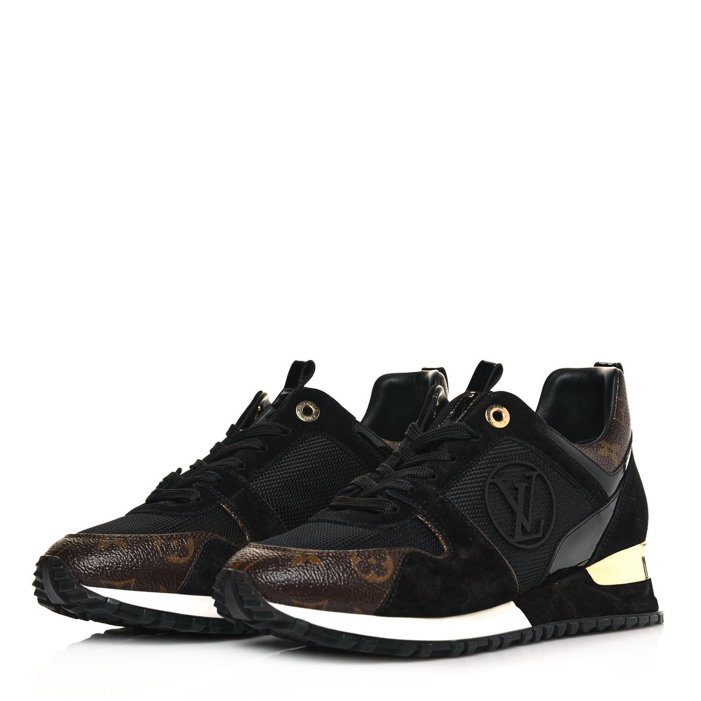 Suede Monogram Run Away Sneakers 38 Black