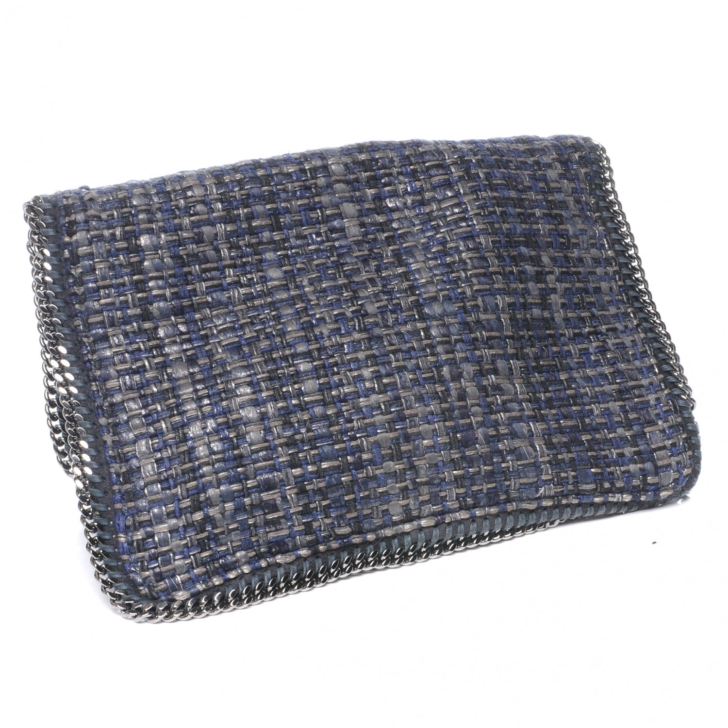Stella McCartney Woven Boucle Fold Over Falabella Clutch Blue 3 of 9