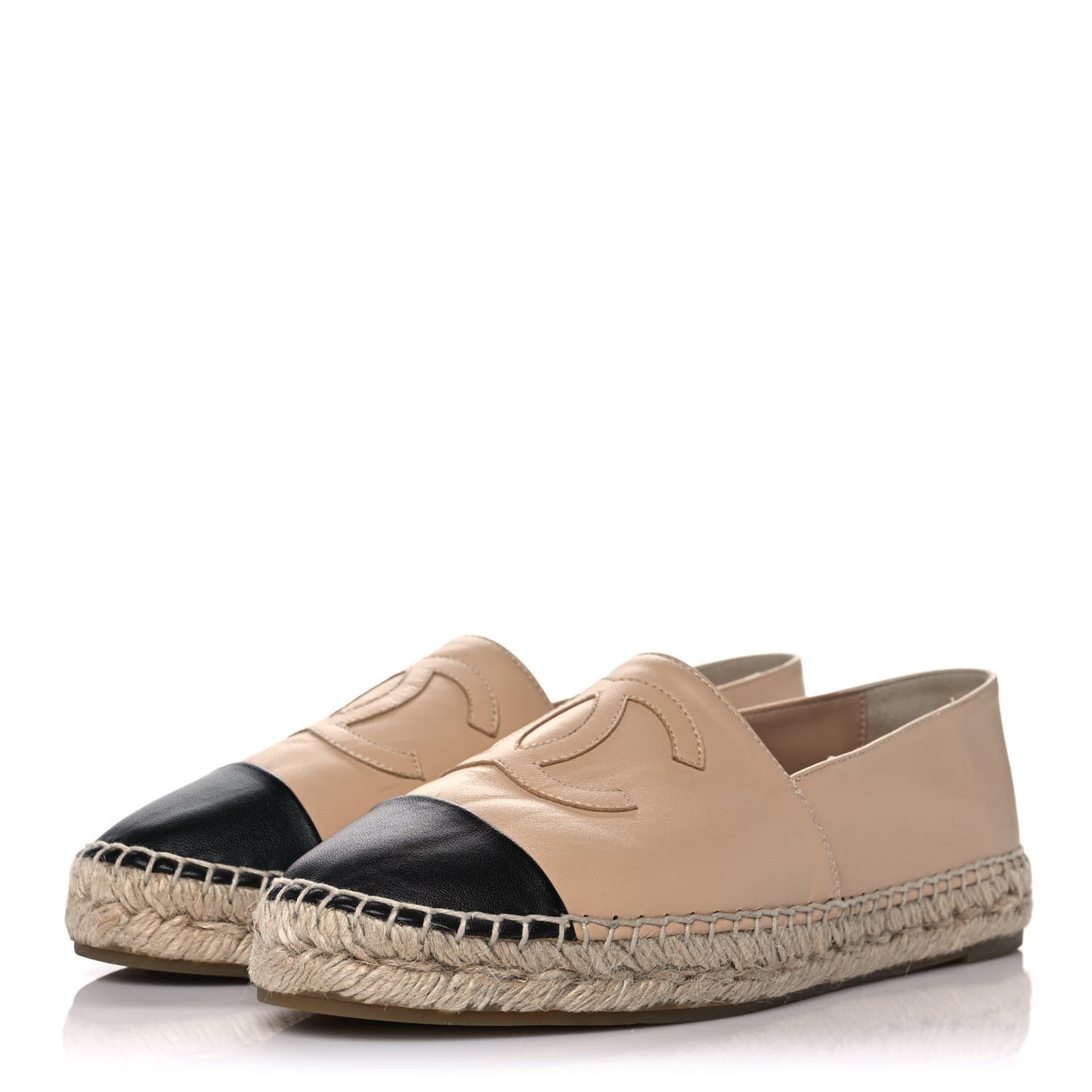 Lambskin CC Espadrilles 41 Beige Black