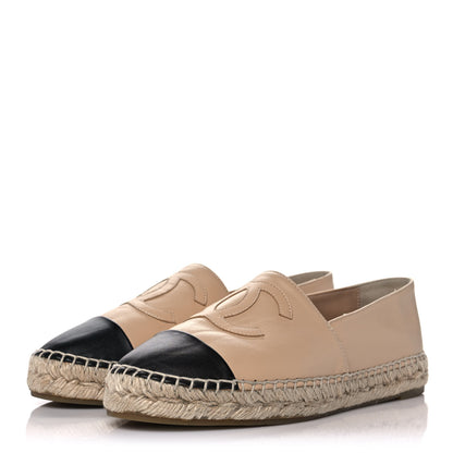 Chanel Lambskin CC Espadrilles 41 Beige Black 3 of 8