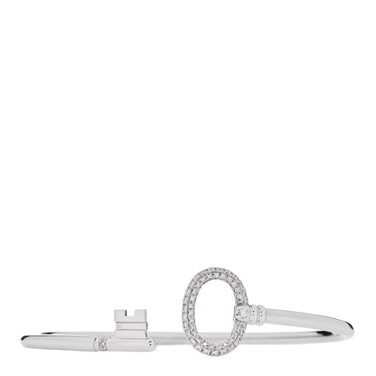 Tiffany 18K White Gold Diamond Keys Wire Bracelet 1 of 4