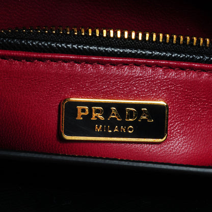 Prada Saffiano Tri-Color Turn Lock Satchel Black Talco Rosso 8 of 10