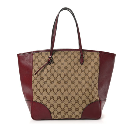 Gucci Monogram Textured Calfskin Medium Bree Zippered Tote Beige Ebony Peonia Flower 1 of 10